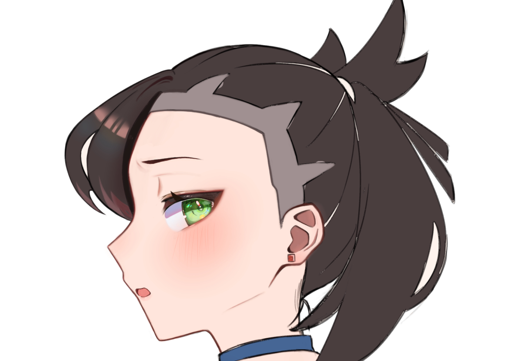 1girl, bangs, blue_choker, blush, choker, commentary_request, earrings, eyelashes