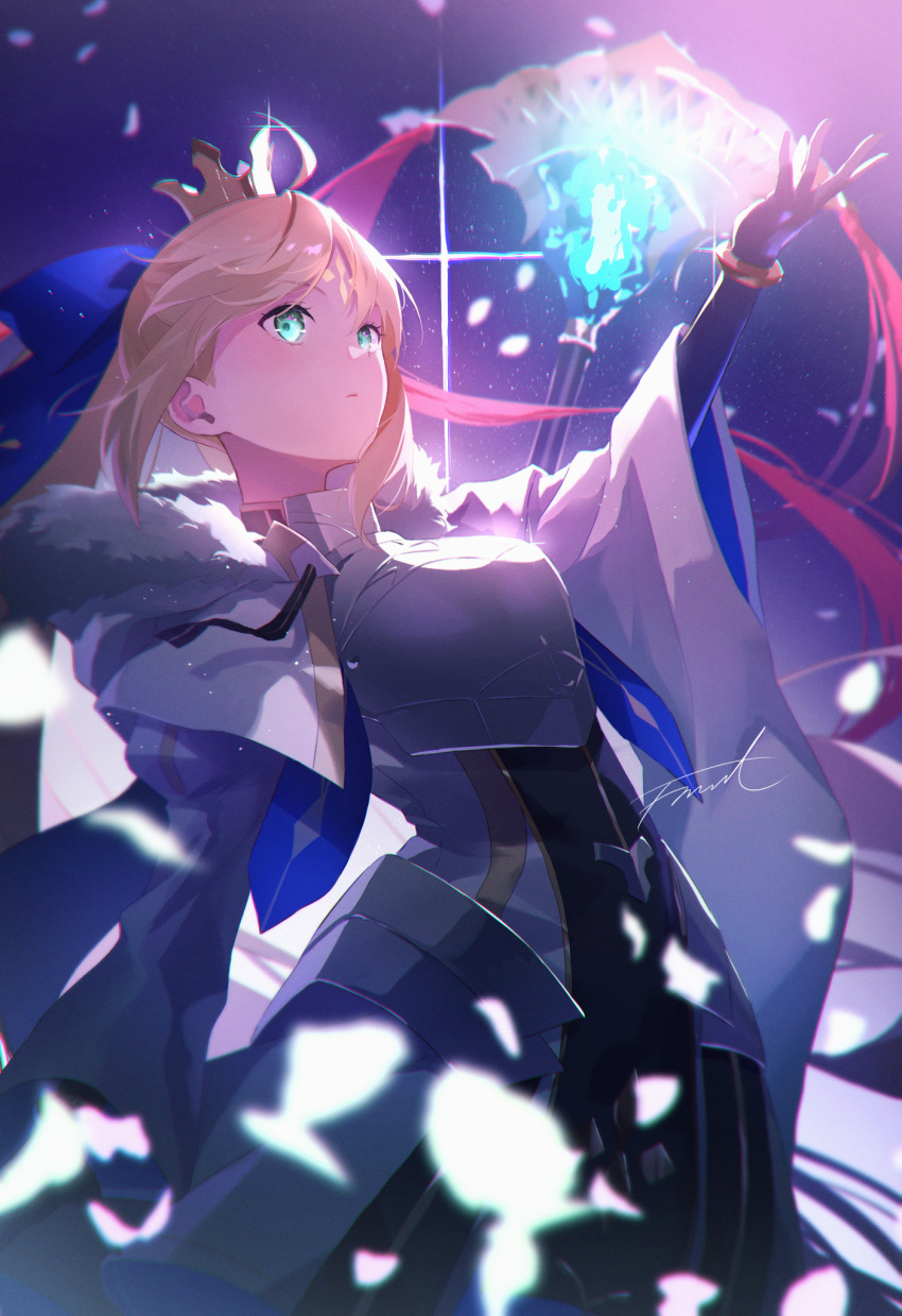 1girl, armor, armored_dress, artoria_caster_(fate), artoria_caster_(third_ascension)_(fate), artoria_pendragon_(fate), bangs, blonde_hair