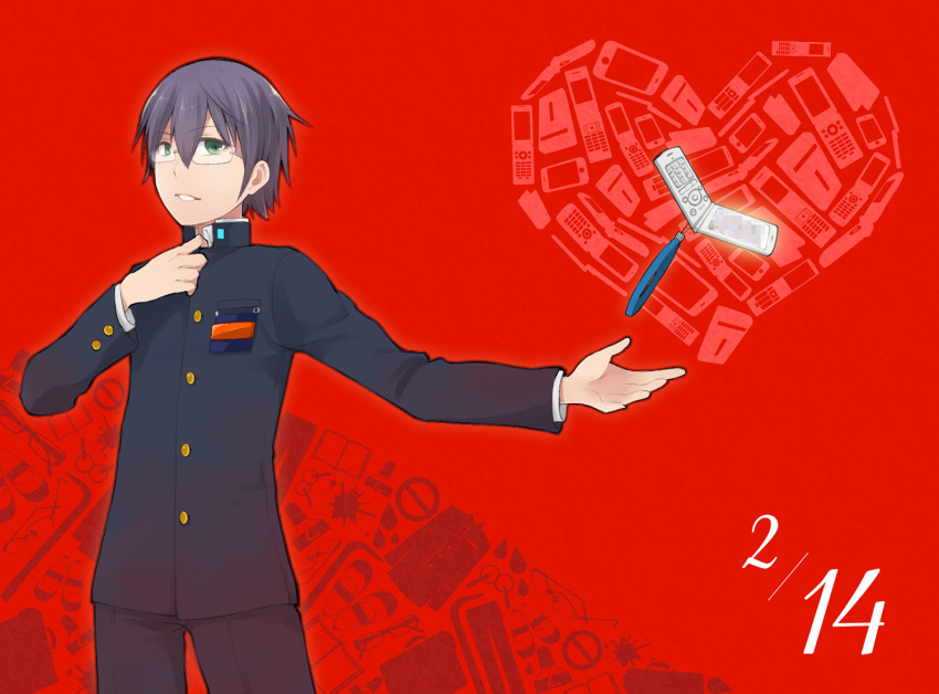 1boy, bag, bangs, black_hair, blood, blood_drop, blood_splatter, cellphone
