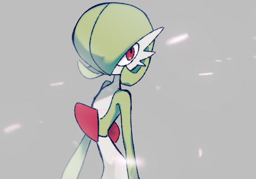 1girl, 4shiki, bangs, bob_cut, colored_skin, commentary_request, gardevoir, green_hair