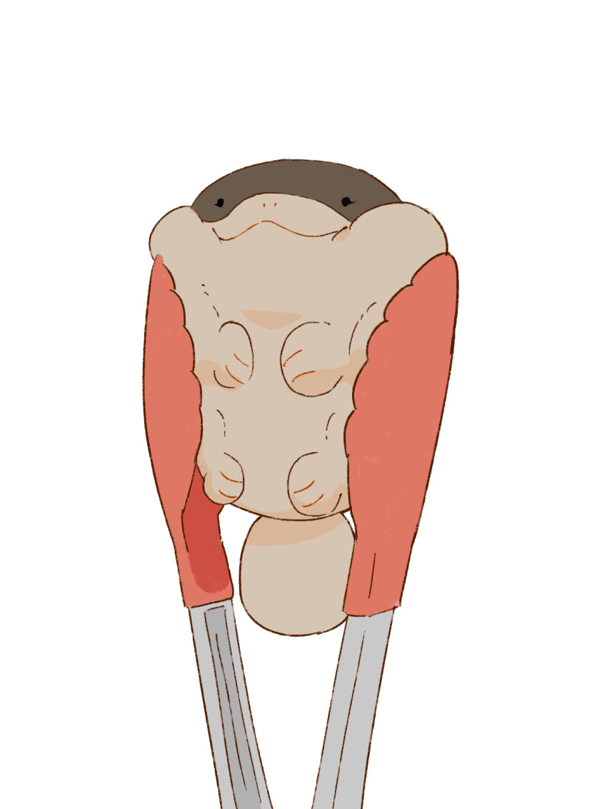 ._., :3, animal_focus, black_eyes, blank_eyes, cheek_squash, chibi, clodsire, closed_mouth, commentary_request, english_commentary, full_body, happy, highres, mixed-language_commentary, no_humans, pokemon, pokemon_(creature), simple_background, sketch, smile, solo, tongs, uroko_(rwde4544), white_background