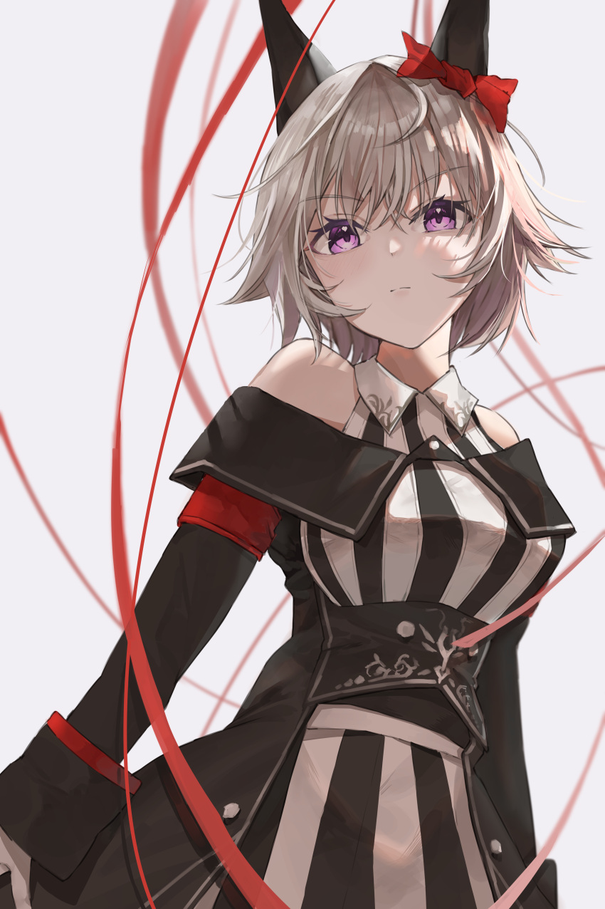 1girl, 9_no_seicho_nikki, absurdres, animal_ears, bangs, bare_shoulders, black_coat, breasts