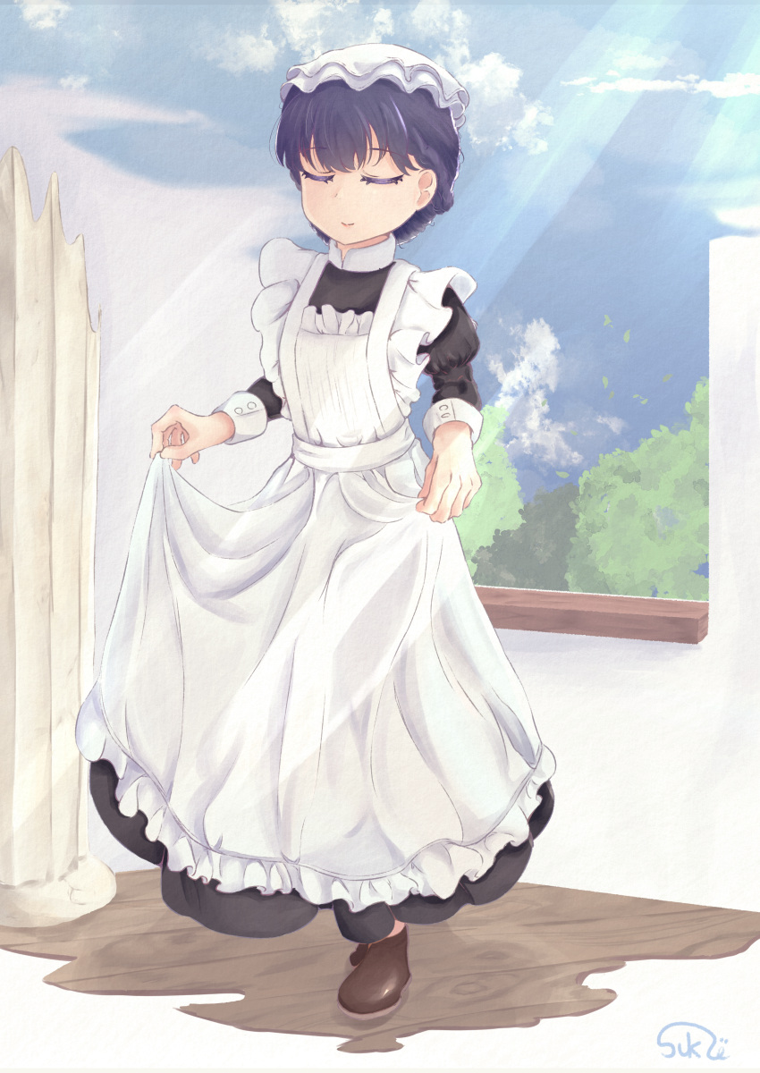 1girl, absurdres, alternate_costume, enmaided, estrella_strahl, hat, highres, maid
