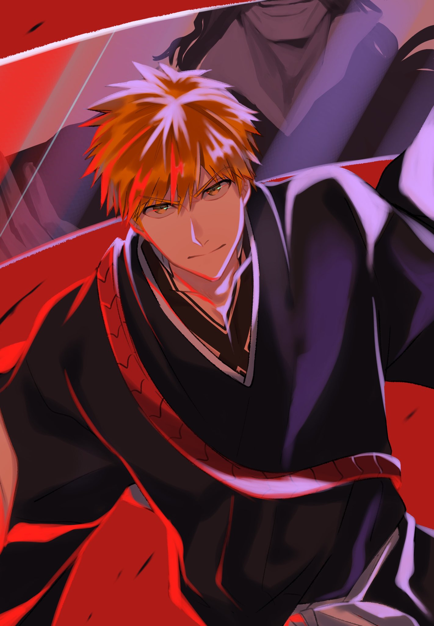 21_isbivm, 2boys, black_hair, bleach, bleach:_the_thousand-year_blood_war, brown_eyes, highres, holding