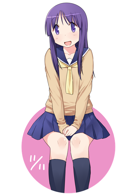 1girl, :d, bangs, black_socks, blue_sailor_collar, blue_skirt, blush, brown_cardigan
