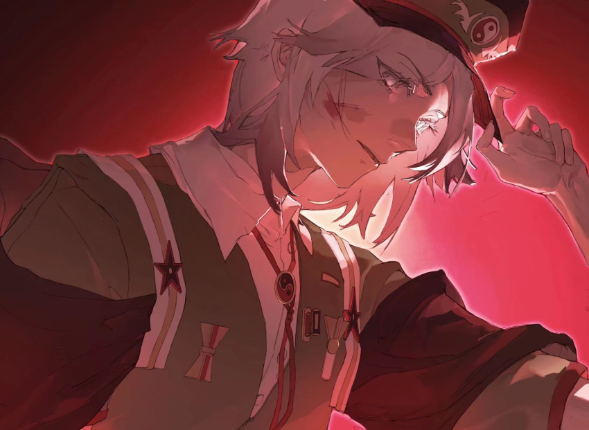 1other, androgynous, armband, beiked204, black_armband, collared_shirt, fujiwara_no_shirogane_no_sanra, hat