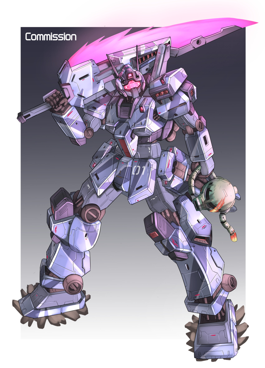 absurdres, assault_visor, english_commentary, full_body, gm_iii, gundam, gundam_aggressor, gundam_zz