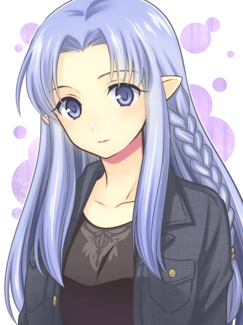 1girl, bangs, black_dress, black_jacket, blush, braid, closed_mouth, collarbone