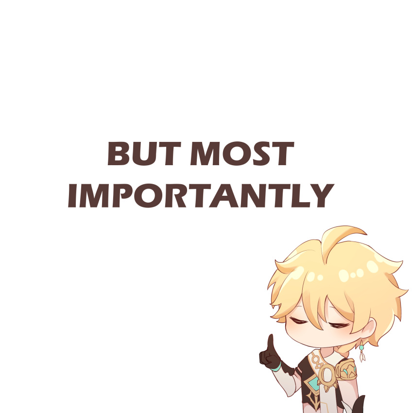 1boy, aether_(genshin_impact), ahoge, bangs, black_gloves, blonde_hair, braid, commentary