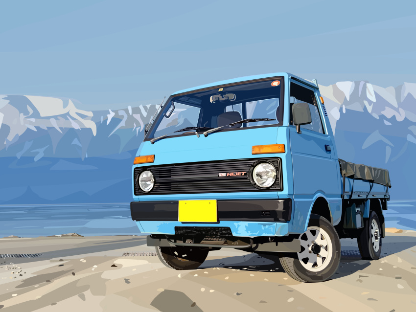 absurdres, commission, cybernipper, daihatsu, daihatsu_hijet, ground_vehicle, headlight, highres