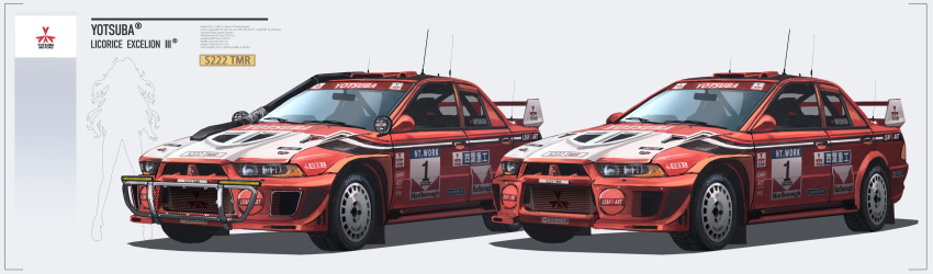 absurdres, brand_name_imitation, car, commentary, ground_vehicle, haguruma_c, highres, logo_parody