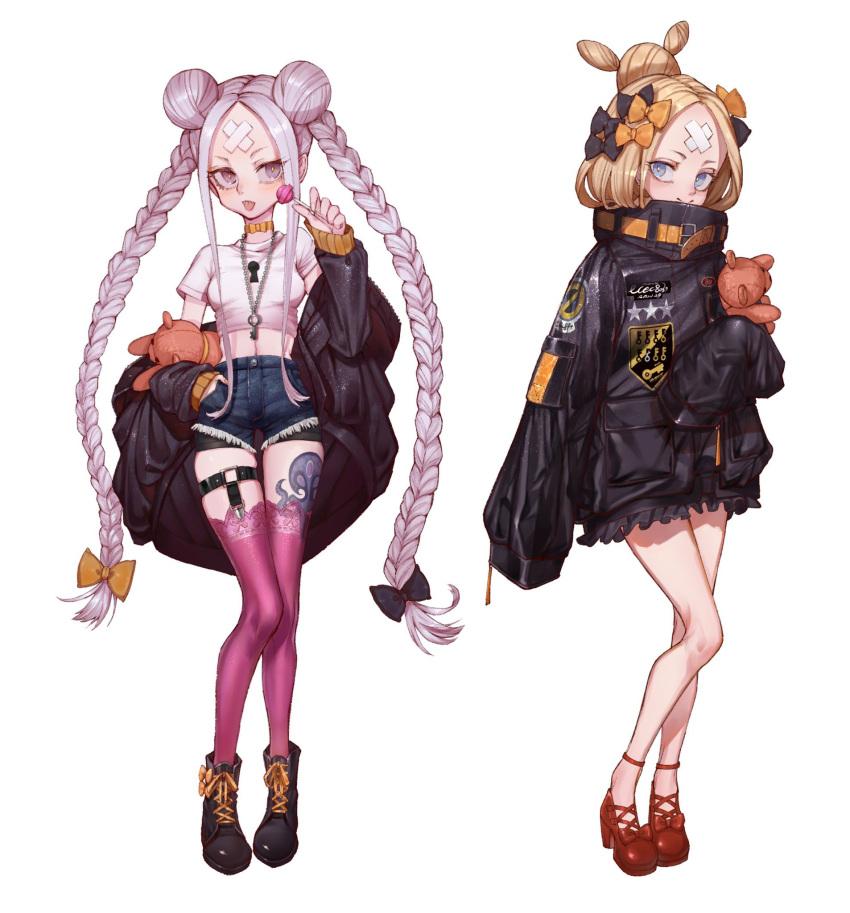 :p, abigail_williams_(fate), abigail_williams_(traveling_outfit)_(fate), alternate_costume, bandaid, bandaid_on_face, bandaid_on_forehead, bangs