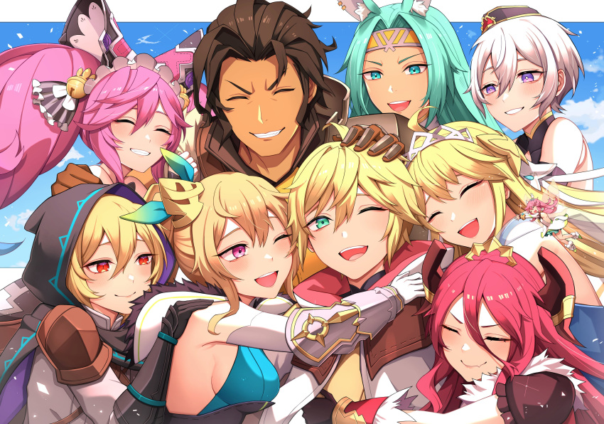 3boys, 6+girls, absurdres, alex_(dragalia_lost), android, animal_ears, blonde_hair, cleo_(dragalia_lost)