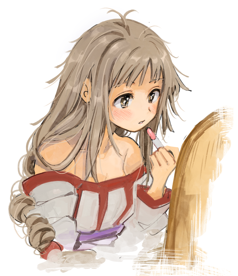 1girl, arc_s0222, arc_the_lad, arc_the_lad_ii, bare_shoulders, blush, braid, breasts