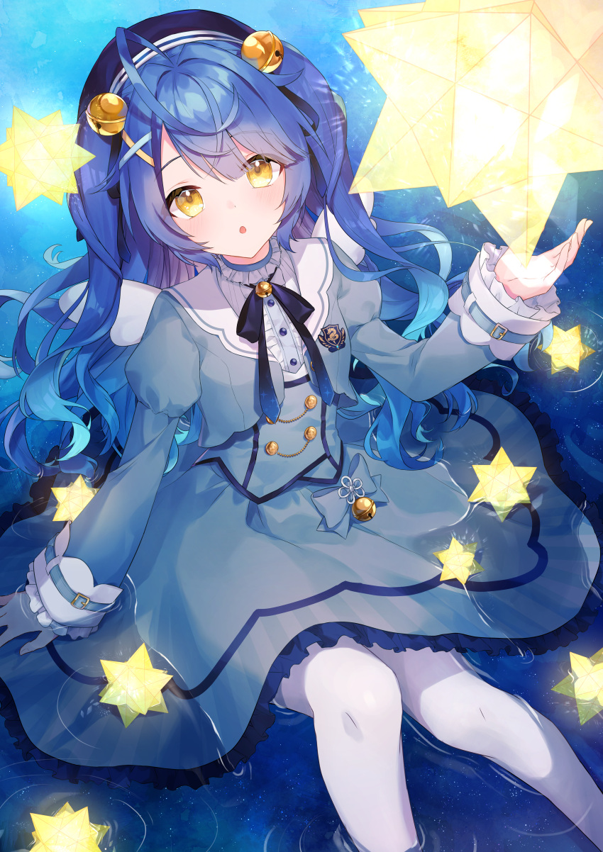1girl, :o, absurdres, ahoge, amamiya_kokoro, arm_at_side, bangs, bell
