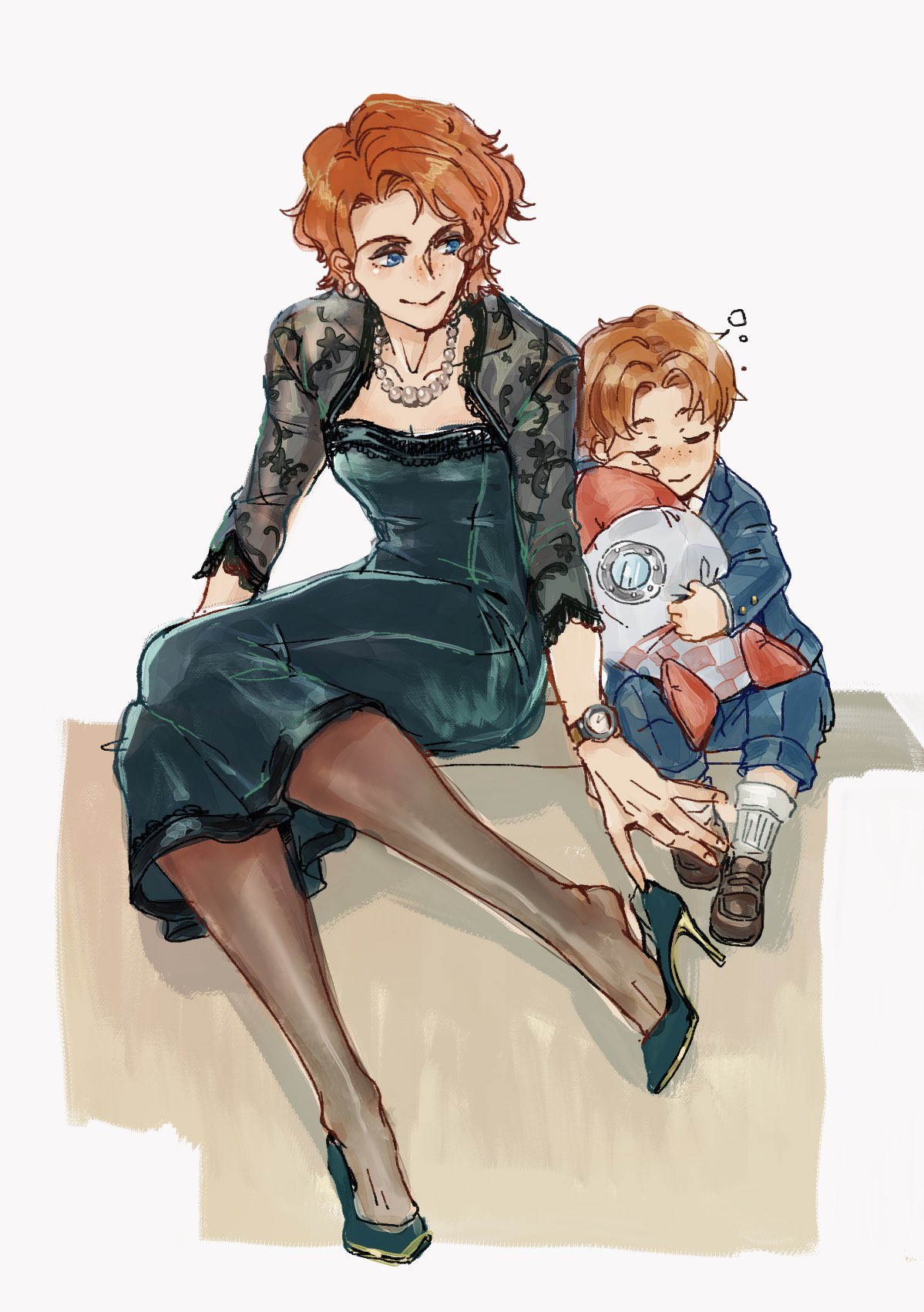 1boy, 1girl, alternate_costume, animification, apex_legends, bangs, black_footwear, black_pantyhose