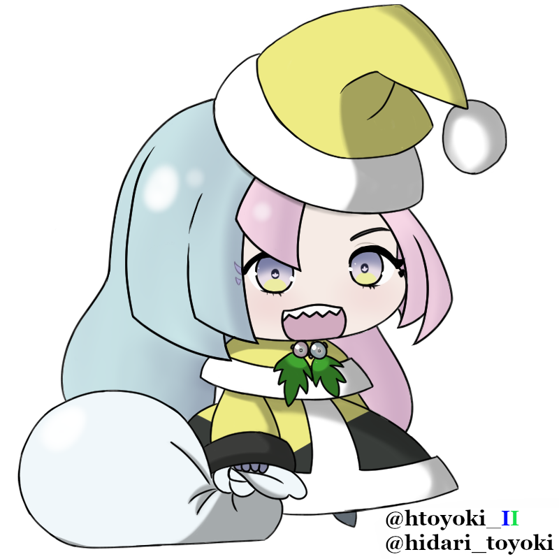 1girl, adapted_costume, christmas, gift_bag, hat, hidari_toyoki, holding, holding_sack