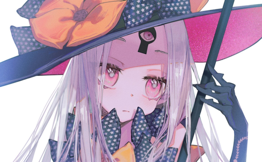 abigail_williams_(fate), abigail_williams_(third_ascension)_(fate), bangs, black_gloves, bow, close-up, expressionless, fate/grand_order