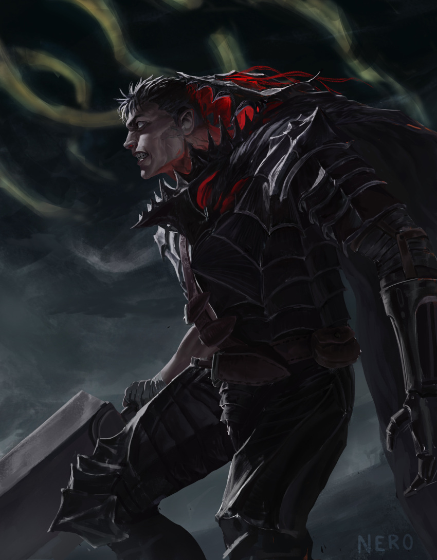 1boy, absurdres, angry, armor, artist_name, beast_of_darkness_(berserk), berserk, berserker_armor