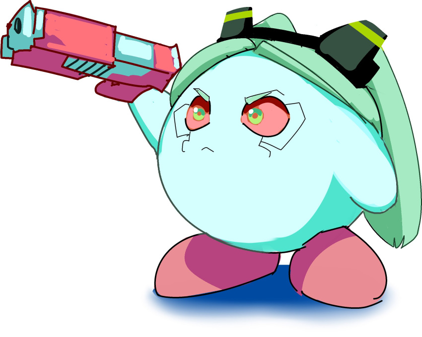 1boy, :<, angry, aqua_skin, artificial_eye, colored_sclera, commentary, cosplay