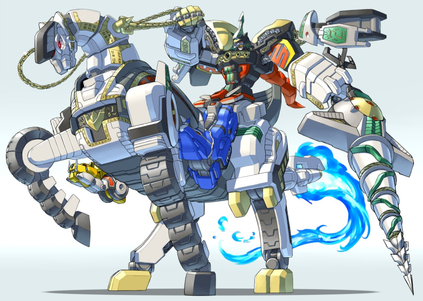 1boy, armor, chain, clenched_hand, clenched_hands, daijuujin, dragon_caesar, glowing