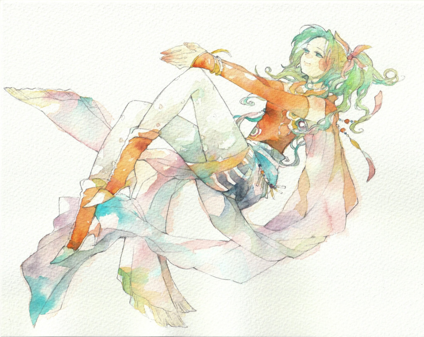 1girl, bangs, bare_shoulders, boots, breasts, cape, collaboration, detached_sleeves