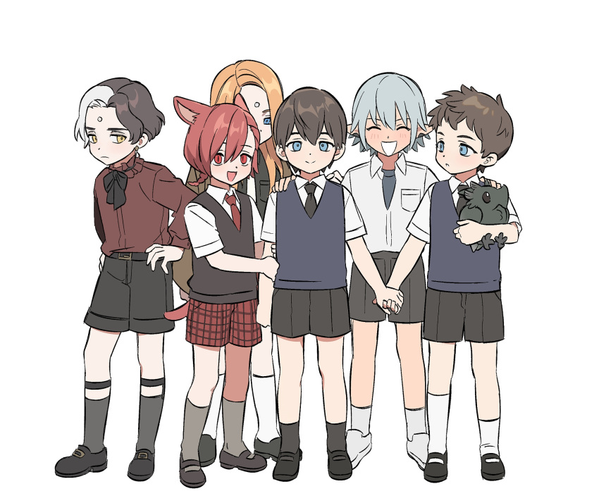 6+boys, :d, :o, ^_^, ^o^, adventurer_(ff14), aged_down, alternate_costume