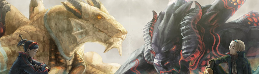 2boys, black_hair, blonde_hair, bosch_1/64, breath_of_fire, breath_of_fire_v, closed_mouth, dragon