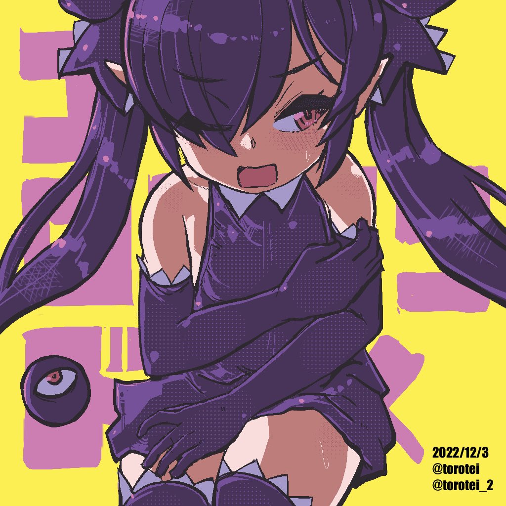 1girl, artist_name, backbeako, backbeard, black_dress, black_gloves, black_hair, black_ribbon