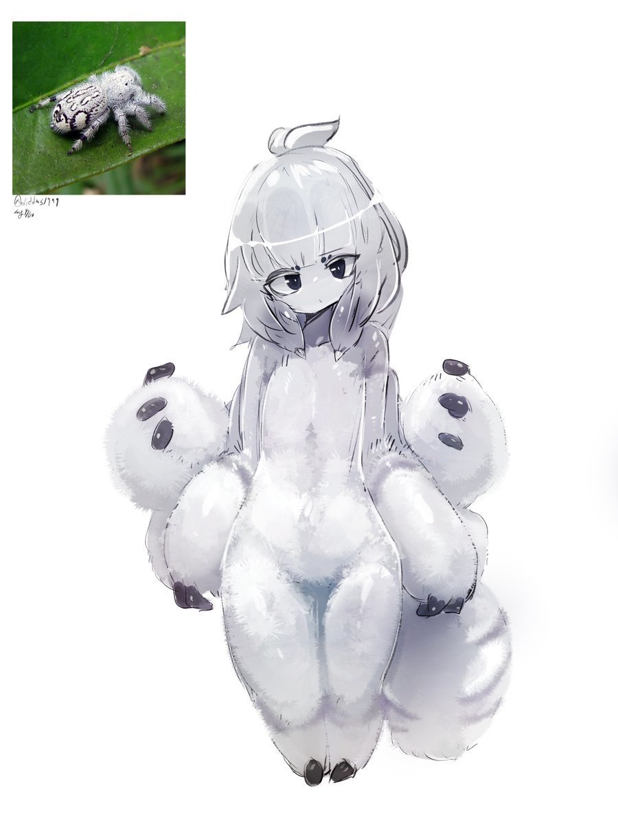 1girl, antenna_hair, arms_at_sides, arthropod_girl, artist_name, bangs, black_eyes, blunt_bangs