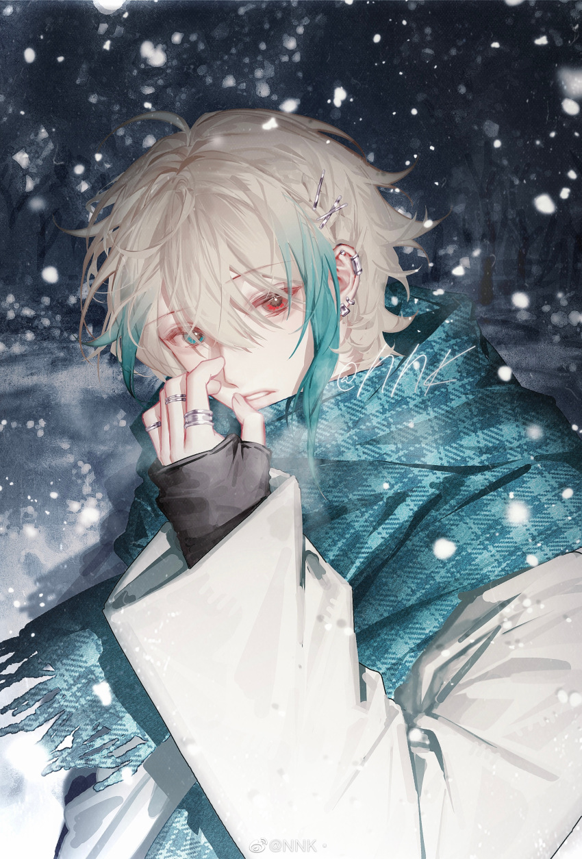 1boy, absurdres, aqua_eyes, aqua_hair, aza_(virtuareal), bishounen, gradient_hair, heterochromia