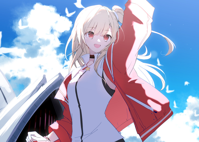 1girl, a.a_(aa772), animal, arm_up, azur_lane, bangs, bird, black_choker