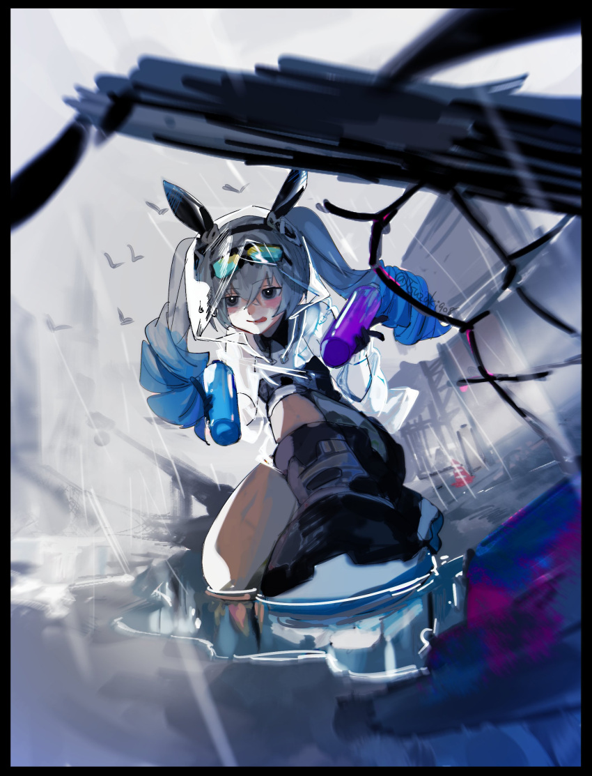 1girl, :p, absurdres, bangs, black_footwear, black_gloves, bronya_zaychik, bronya_zaychik_(haxxor_bunny)