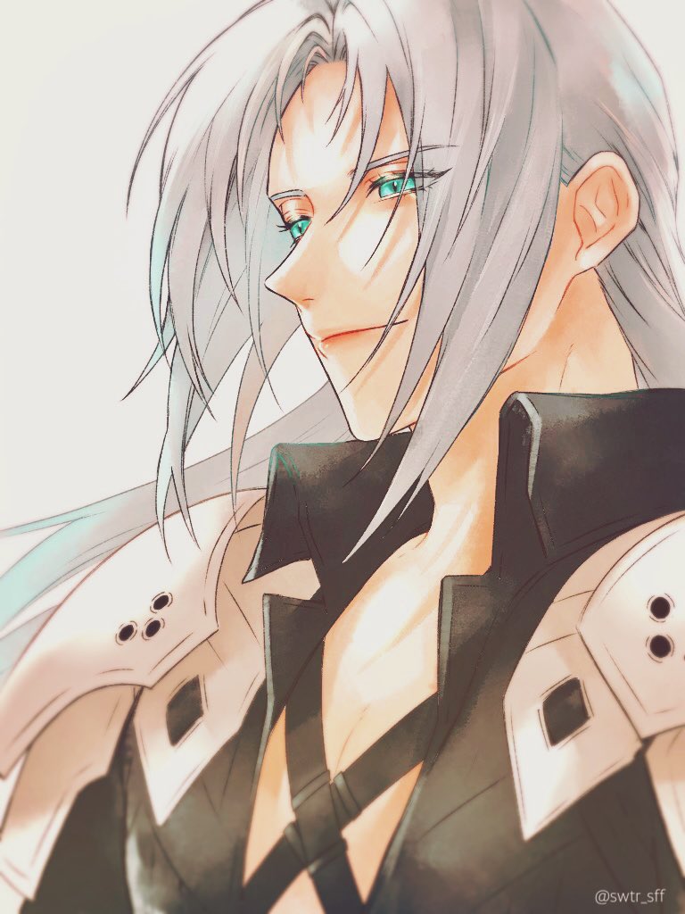 1boy, 3wa_tari, aqua_eyes, armor, bangs, bishounen, black_jacket, chest_strap