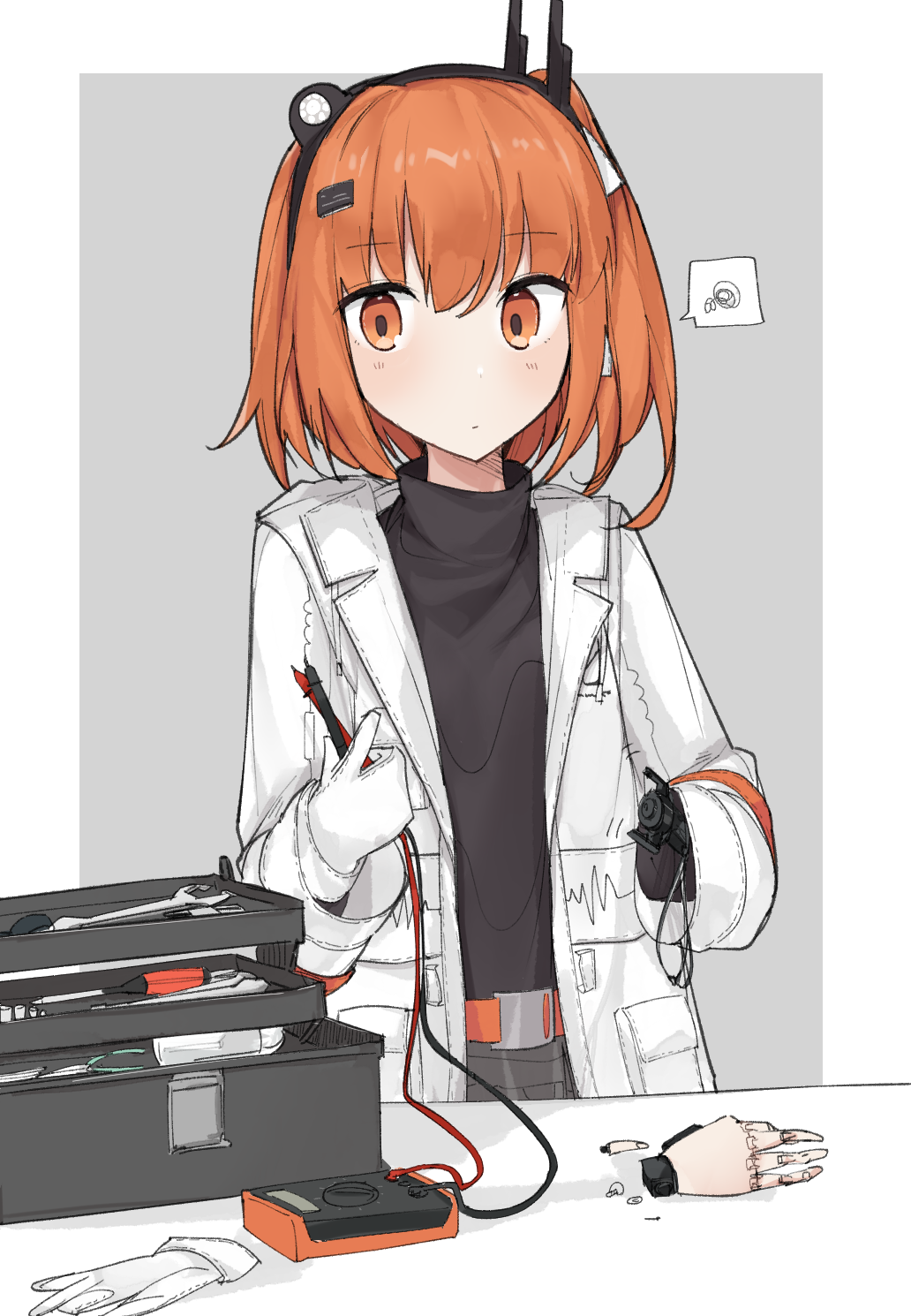 1girl, a.i._voice, adachi_rei, android, bangs, belt, black_hairband, black_shirt