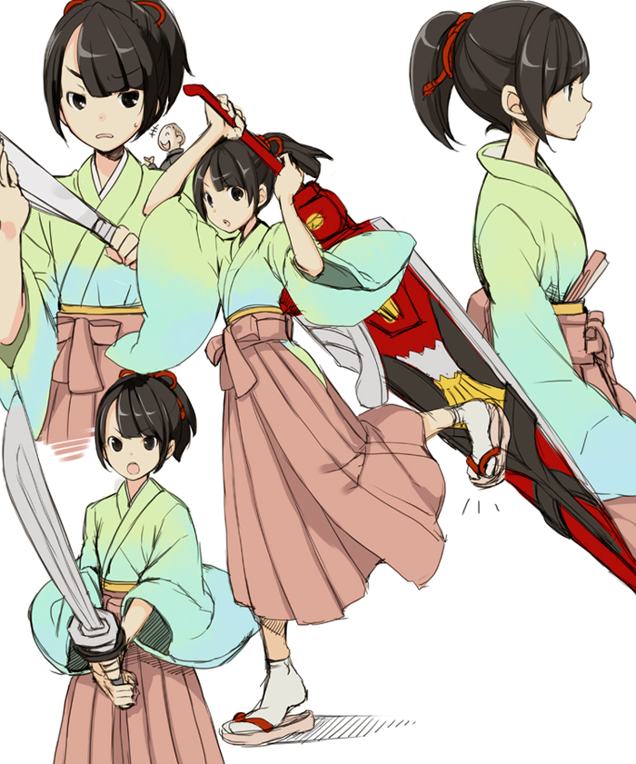 1girl, animification, black_eyes, black_hair, chiko_(mizuho), commentary_request, hair_bun, hand_fan