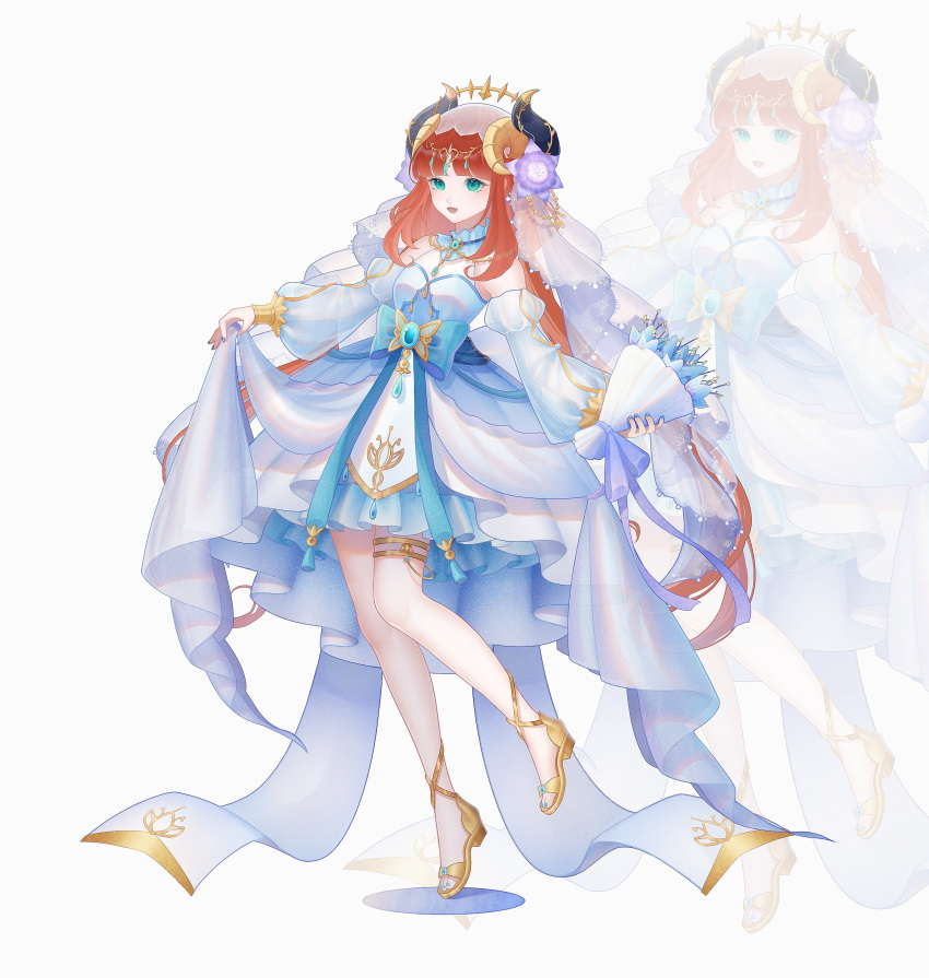 1girl, :d, absurdres, alternate_costume, aqua_eyes, bare_shoulders, beads, blue_bow