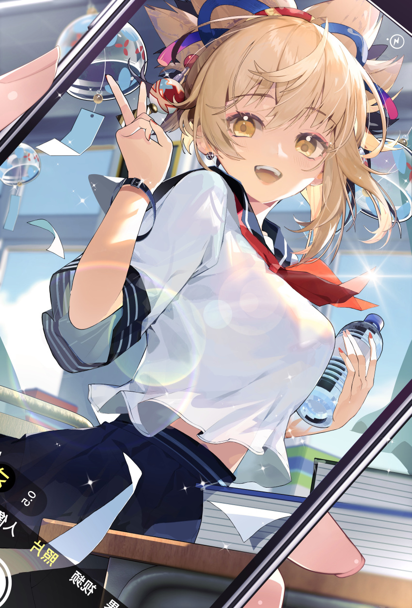 1girl, 1other, :d, absurdres, alternate_costume, bangs, belt, black_belt