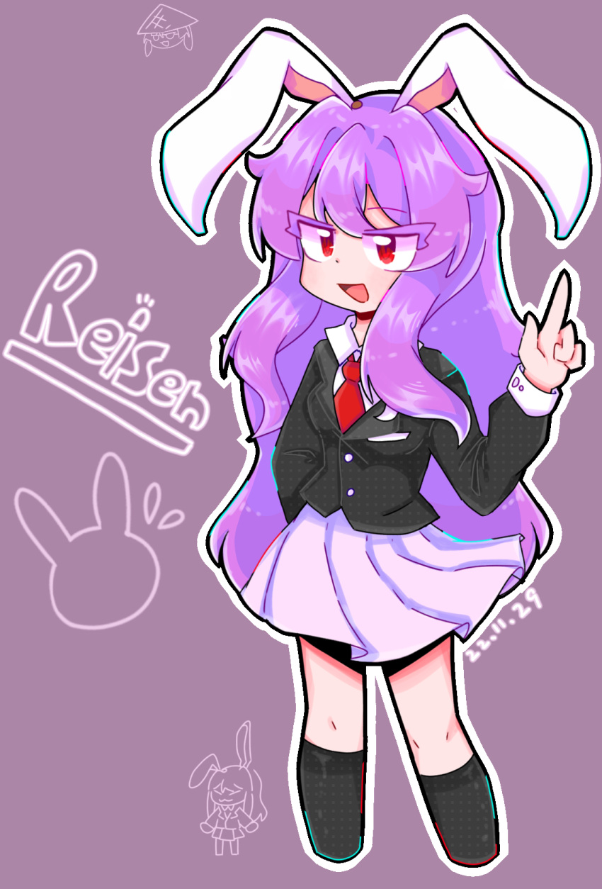 1girl, animal_ears, bangs, black_jacket, black_socks, blazer, breasts, character_name