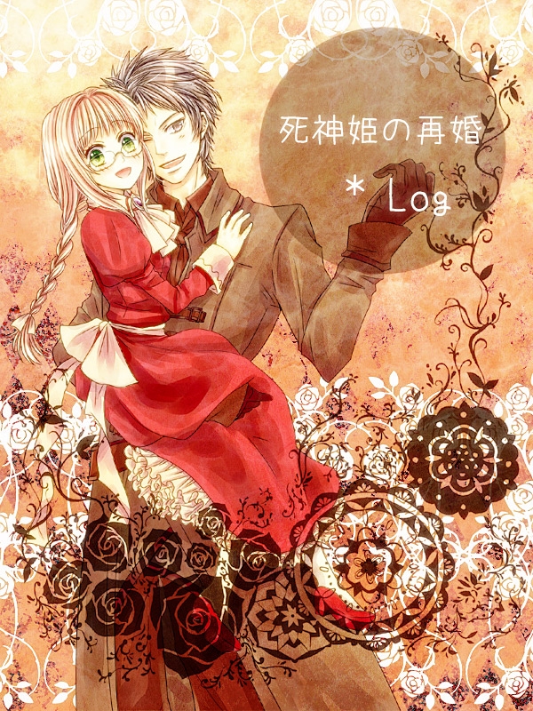 1boy, 1girl, alicia_licen, aozorakanon, bangs, black_flower, black_gloves, black_pants