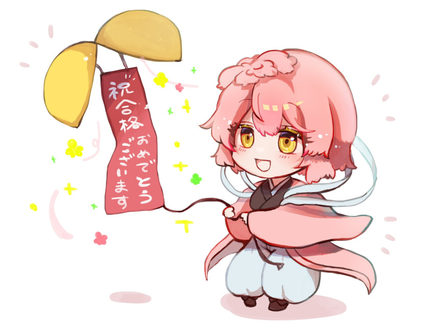 1girl, black_robe, chibi, confetti, confetti_ball, hagoromo, highres, japanese_clothes