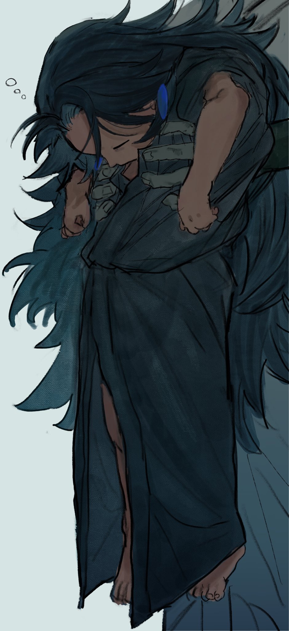 2boys, diting_(the_legend_of_luoxiaohei), earrings, full_body, grey_background, highres, holding, jewelry