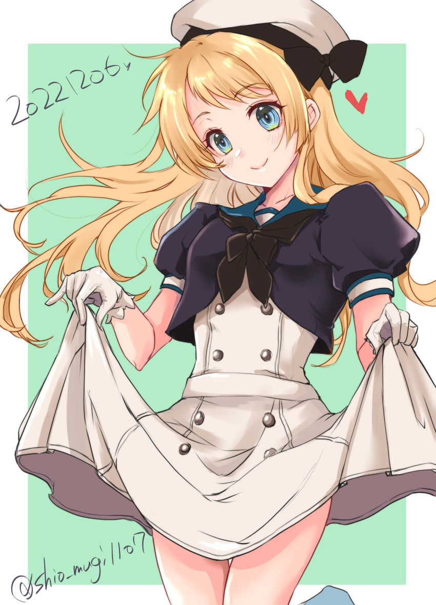 1girl, absurdres, black_jacket, black_neckerchief, blonde_hair, blue_eyes, blue_sailor_collar, cowboy_shot