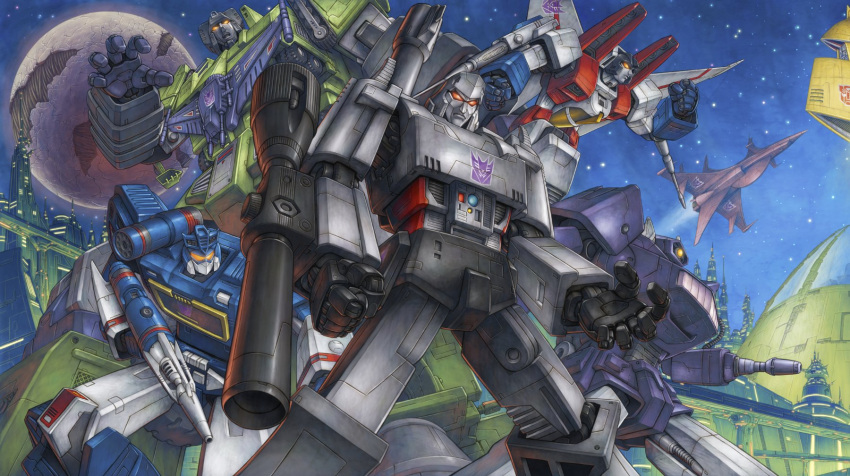 arm_cannon, assault_visor, clenched_hand, clenched_hands, decepticon, devastator_(transformers), glowing, glowing_eyes