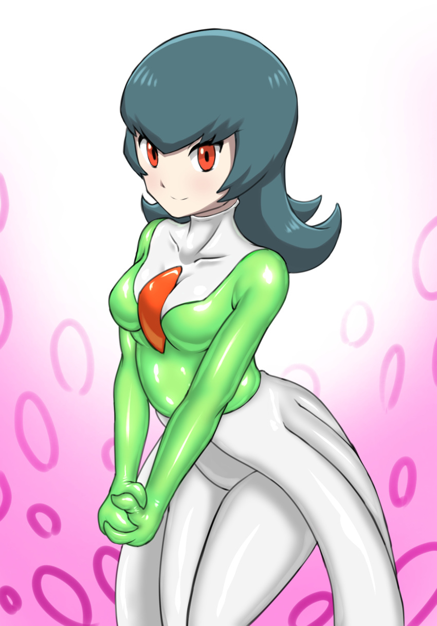 cosplay, gardevoir, gardevoir_(cosplay), green_hair, highres, long_hair, own_hands_clasped, own_hands_together