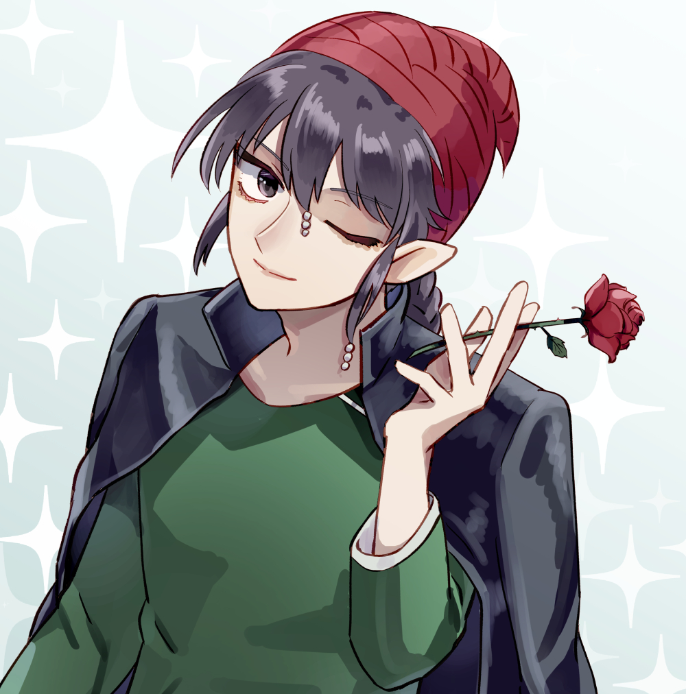 1boy, black_hair, green_shirt, hair_between_eyes, holding, holding_rope, long_sleeves, mahoujin_guruguru