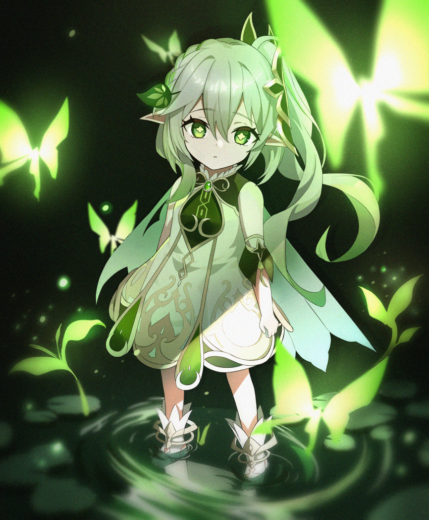 1girl, absurdres, bangs, black_background, blurry, braid, cape, commentary_request