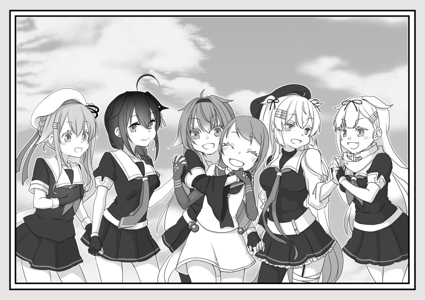 absurdres, ahoge, bangs, beret, braid, breasts, commentary_request, elbow_gloves