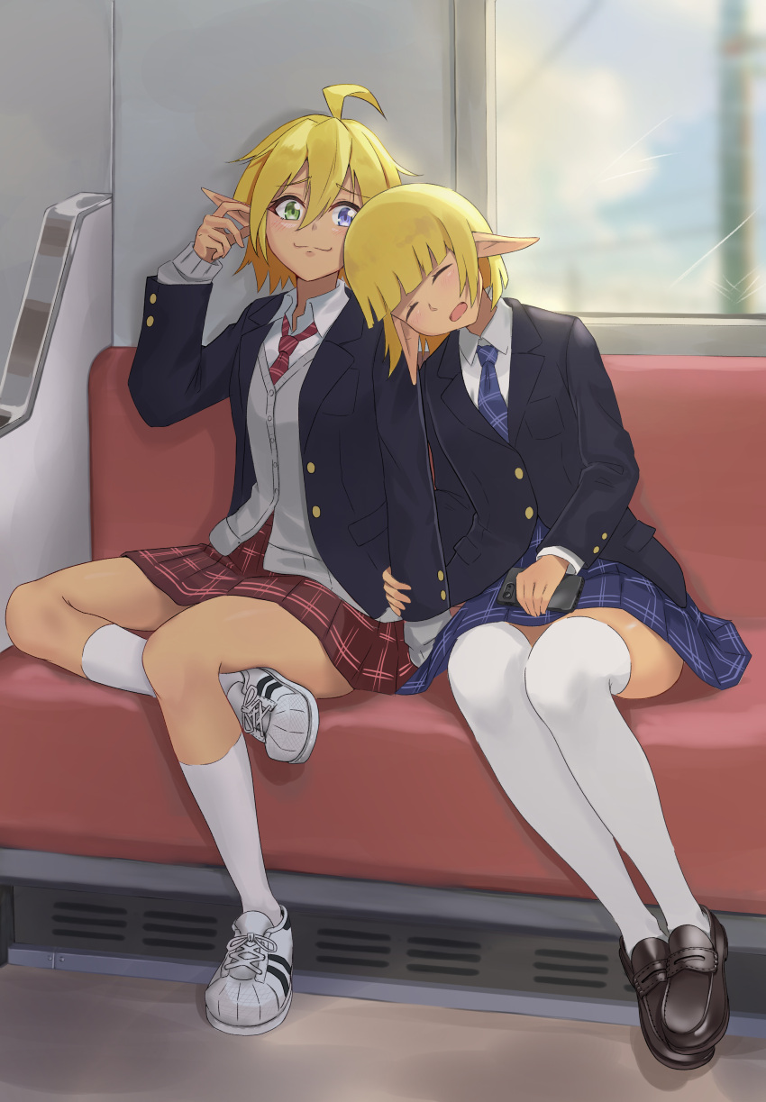 1boy, 1girl, absurdres, ahoge, aura_bella_fiora, bangs, blonde_hair, blue_eyes