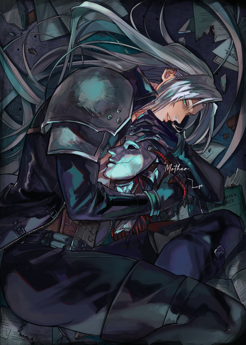 1boy, absurdres, alien, aqua_eyes, armor, bangs, black_gloves, black_jacket